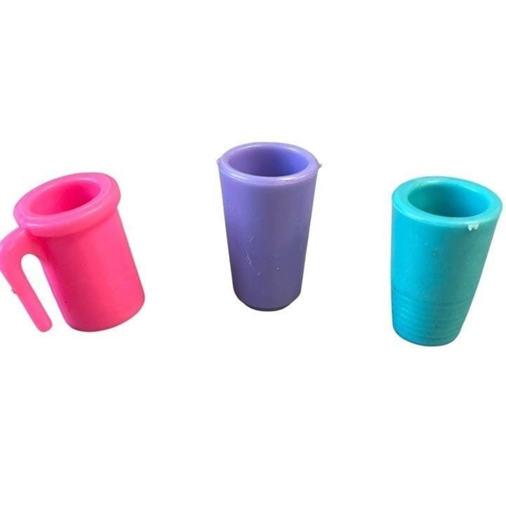 Vintage 1980's Barbie‎ Pink Purple Blue Tumblers Drinking Glasses